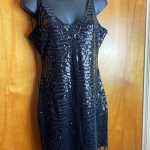 Black sequin strappy dress